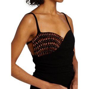 Nanushka Bansi Beaded Column Dress in Black Size XS